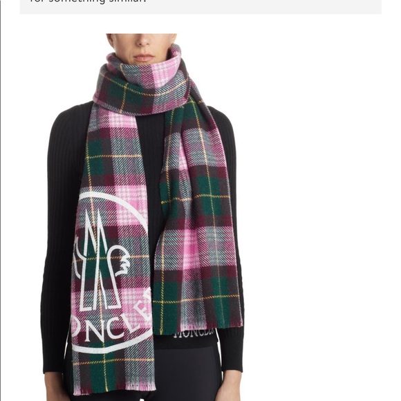 NWT Moncler Tartan Plaid Wool Blend Scarf - Picture 1 of 1